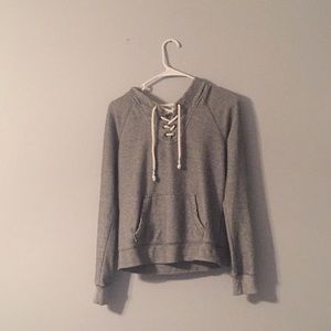 Lace up Grey Hoodie